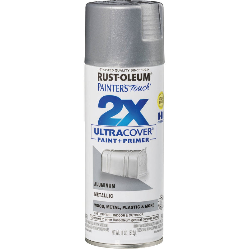 Rust-Oleum Painter's Touch 2X Ultra Cover 12 Oz. Satin Paint + Primer Spray Paint, Aluminum