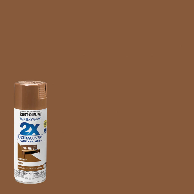 Rust-Oleum Painter's Touch 2X Ultra Cover 12 Oz. Gloss Paint + Primer Spray Paint, Chestnut