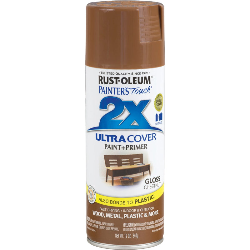 Rust-Oleum Painter's Touch 2X Ultra Cover 12 Oz. Gloss Paint + Primer Spray Paint, Chestnut