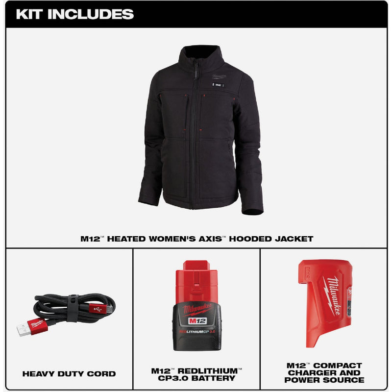 Milwaukee M12 AXIS Women's Black Cordless Heated Jacket Kit, M