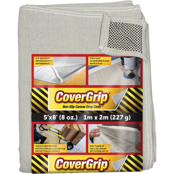 CoverGrip 5 Ft. x 8 Ft. 8 Oz. Non-Slip Safety Drop Cloth