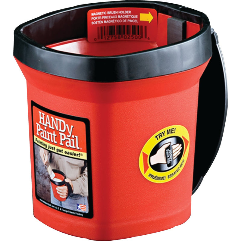 HANDy Paint Pail 1 Qt. Red Painter's Bucket w/Adjustable Strap And Magnetic Brush Holder