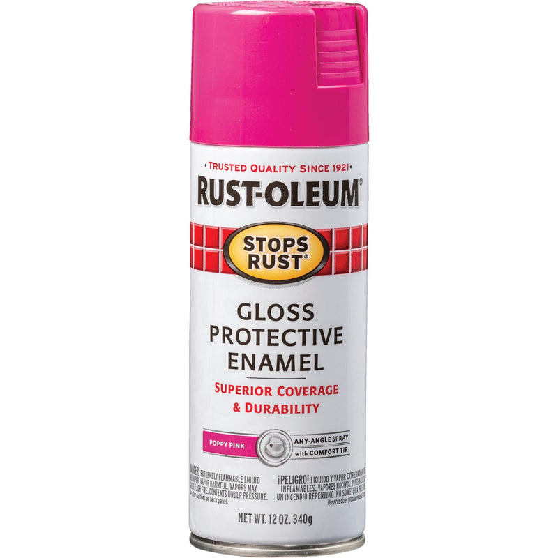 Rust-Oleum Stops Rust 12 Oz. Gloss Poppy Pink Spray Paint Protective Enamel