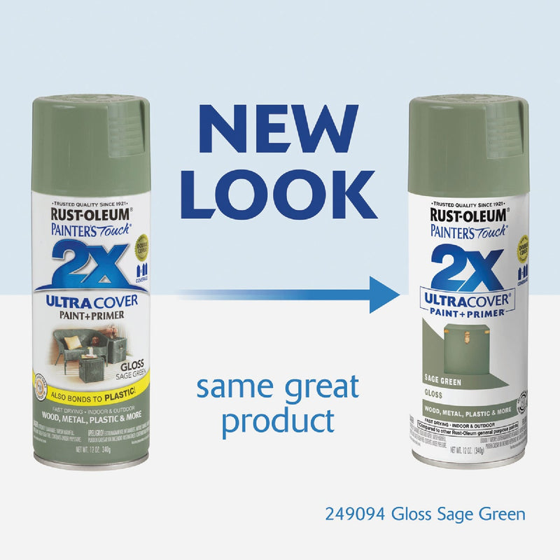 Rust-Oleum Painter's Touch 2X Ultra Cover 12 Oz. Gloss Paint + Primer Spray Paint, Sage Green