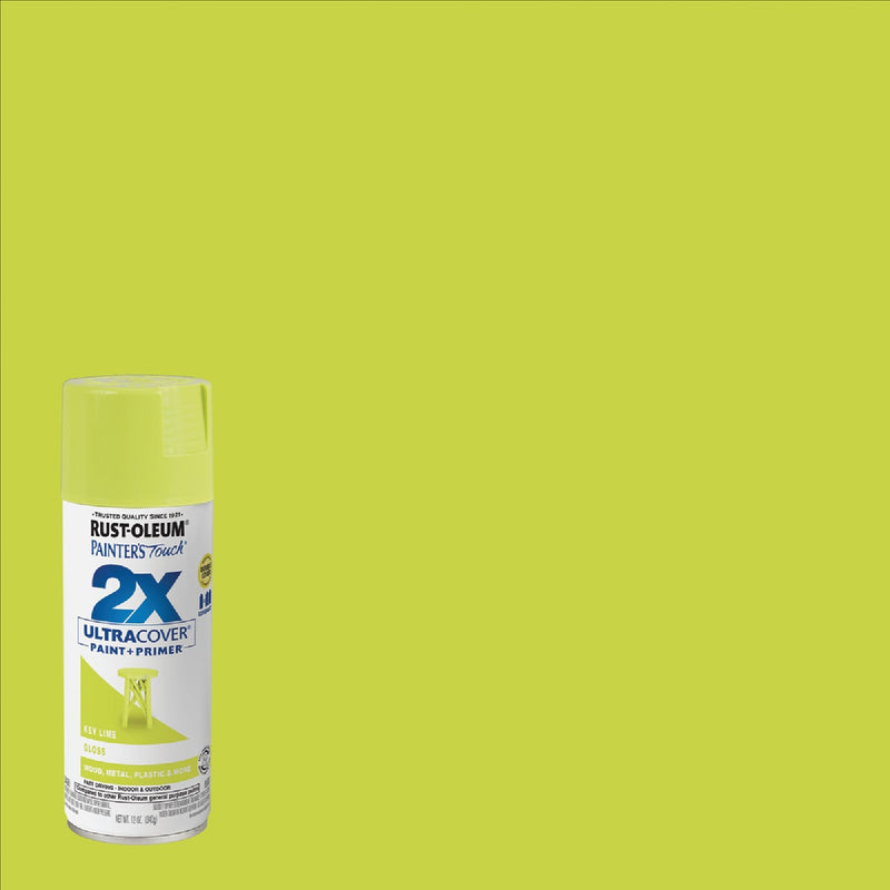 Rust-Oleum Painter's Touch 2X Ultra Cover 12 Oz. Gloss Paint + Primer Spray Paint, Key Lime