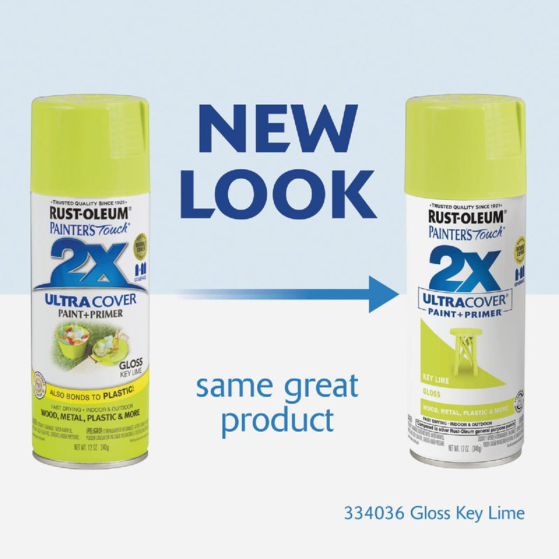 Rust-Oleum Painter's Touch 2X Ultra Cover 12 Oz. Gloss Paint + Primer Spray Paint, Key Lime