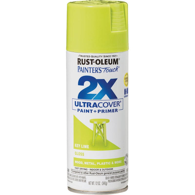 Rust-Oleum Painter's Touch 2X Ultra Cover 12 Oz. Gloss Paint + Primer Spray Paint, Key Lime