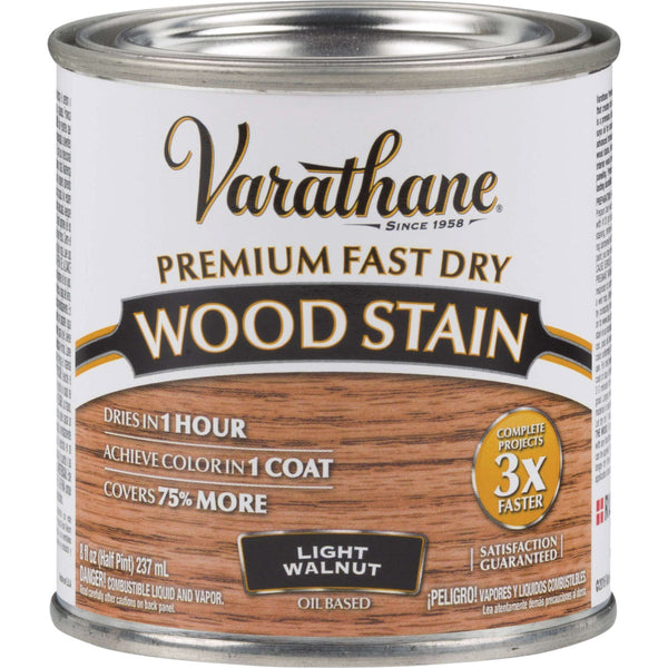 Varathane Fast Dry Light Walnut Urethane Modified Alkyd Interior Wood Stain, 1/2 Pt.