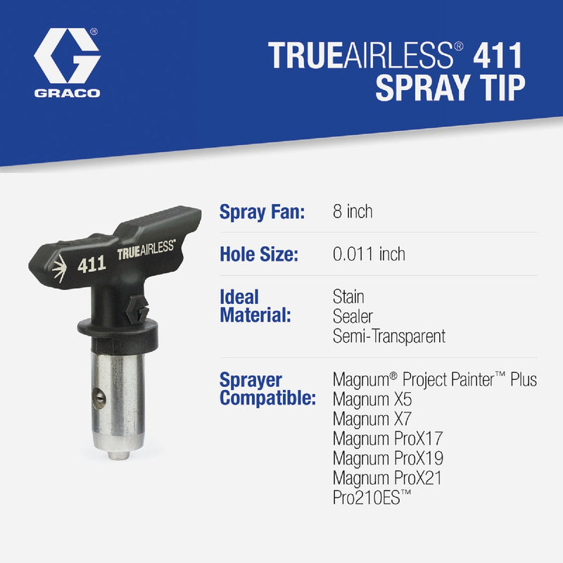 Graco TrueAirless 411 8 to 10 In. .011 Paint Sprayer Airless Spray Tip