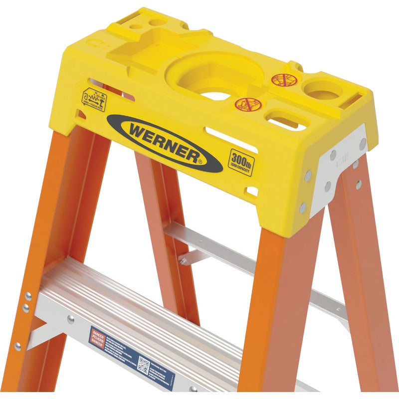 Werner 4 Ft. Fiberglass Step Ladder with 300 Lb. Load Capacity Type IA Ladder Rating