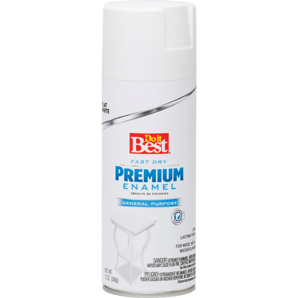 Do it Best Premium Enamel 12 Oz. Flat Spray Paint, White