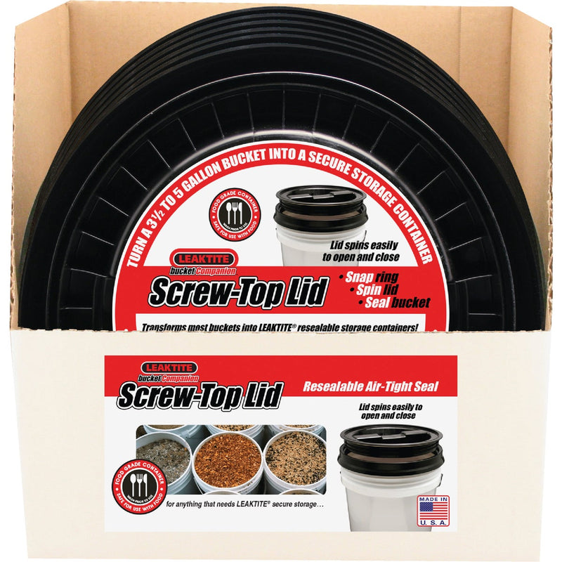 Leaktite Screw-Top Lid for 3.5 & 5 Gal. Pail, Black