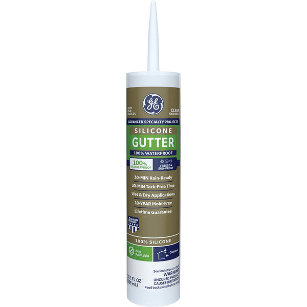 GE Gutter Silicone Advanced Speciality Products, Clear, 10.1 Oz. Cartridge