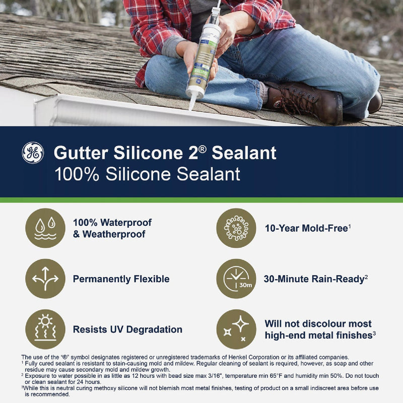 GE Gutter Silicone Advanced Speciality Products, Clear, 10.1 Oz. Cartridge