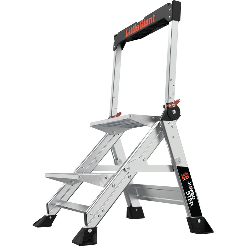 Little Giant Jumbo Step 42 In. Aluminum Step Ladder with 375 Lb. Load Capacity Type 1AA Ladder Rating