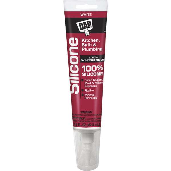 Dap 2.8 Oz. Kitchen & Bath 100% Silicone Rubber Sealant, White