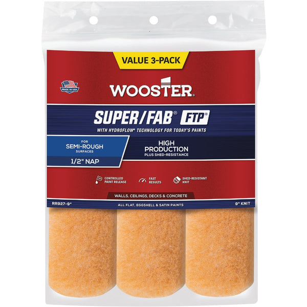 Wooster Super/Fab FTP 9 In. x 1/2 In. Knit Fabric Roller Cover (3- Pack)