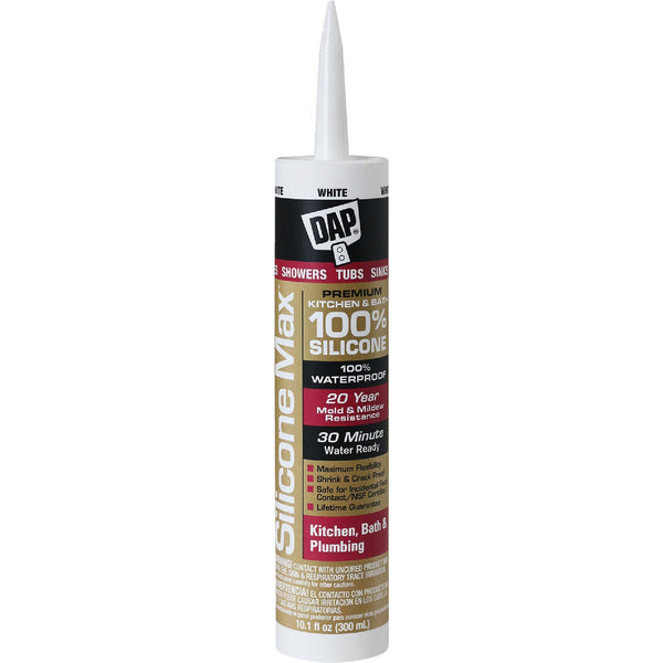 DAP Silicone Max 10 Oz. White Premium Kitchen, Bath & Plumbing 100% Silicone Sealant