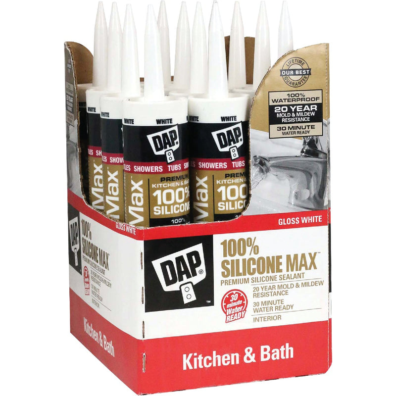 DAP Silicone Max 10 Oz. White Premium Kitchen, Bath & Plumbing 100% Silicone Sealant
