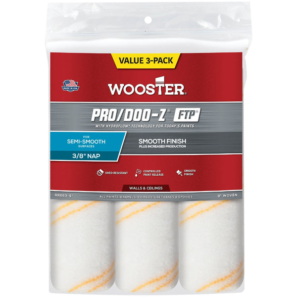 Wooster Pro/Doo-Z FTP 9 In. x 3/8 In. Woven Fabric Roller Cover (3-Pack)