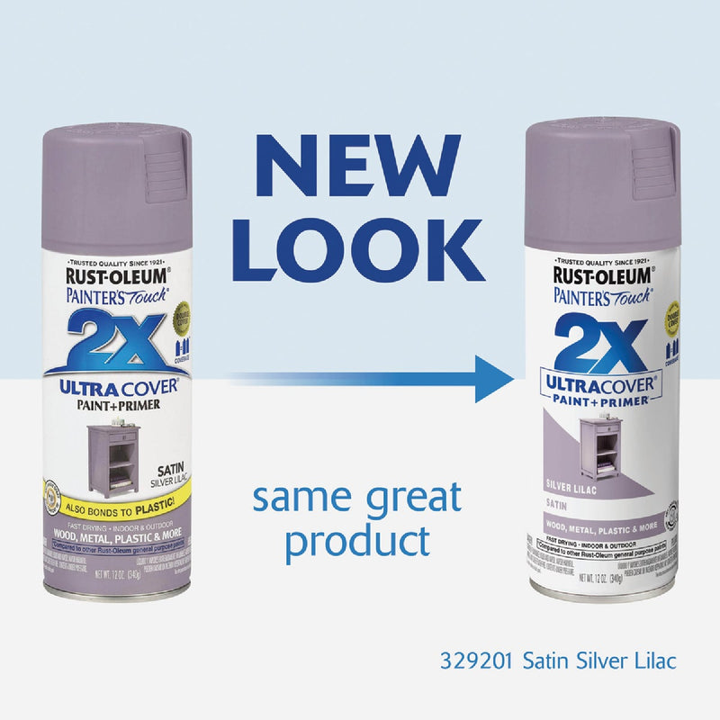 Rust-Oleum Painter's Touch 2X Ultra Cover 12 Oz. Satin Paint + Primer Spray Paint, Silver Lilac