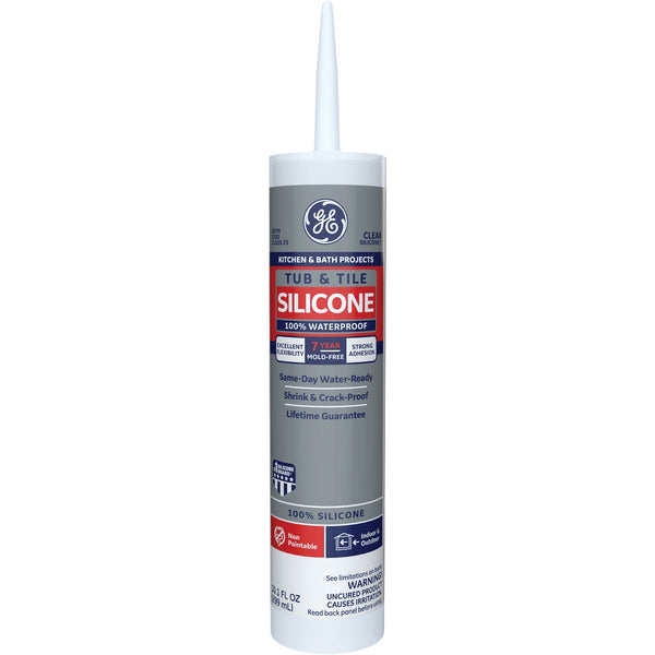 GE Silicone 1 Tub & Tile, Clear, 10.1  Oz. Cartridge