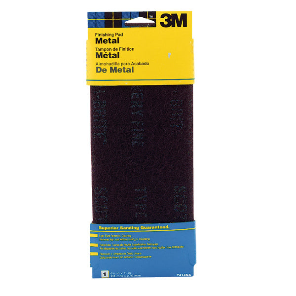 3M Hand Sanding Metal Finishing Pad, 4.375 In. x 11 In., Maroon, Medium Grit