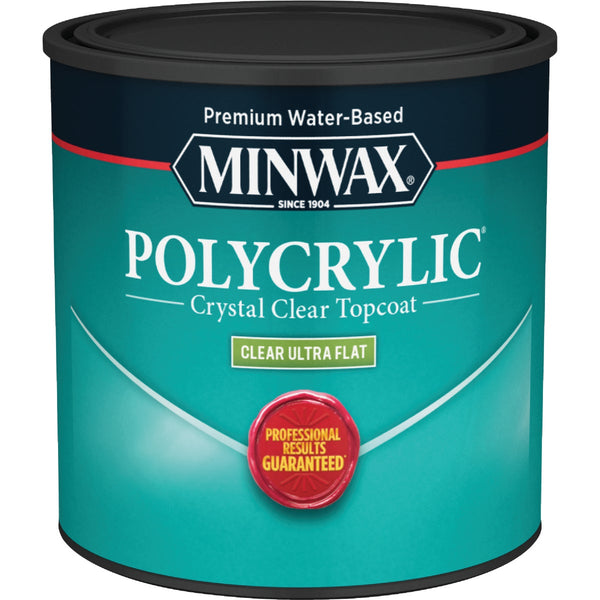 Minwax Polycrylic Clear Ultra Flat Protective Finish, 1/2 Pt.