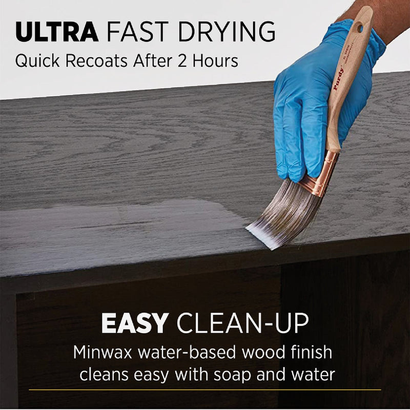 Minwax Polycrylic Clear Ultra Flat Protective Finish, 1/2 Pt.