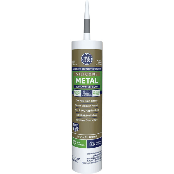 GE Metal Silicone Advanced Speciality Products, Metallic Gray, 10.1 Oz. Cartridge