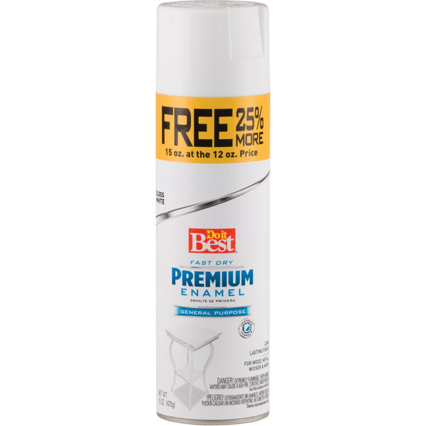 Do it Best Premium Enamel 15 Oz. Gloss Bonus Can Spray Paint, White