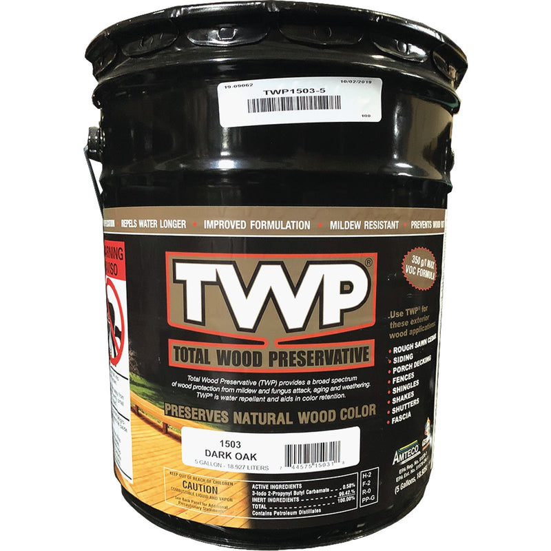 TWP1500 Series Low VOC Wood Preservative Deck Stain, Dark Oak, 5 Gal.