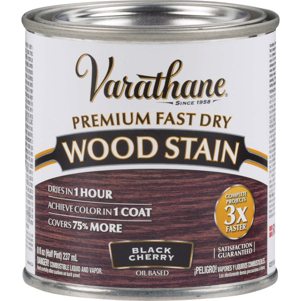 Varathane Fast Dry Black Cherry Urethane Modified Alkyd Interior Wood Stain, 1/2 Pt.