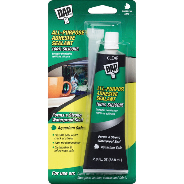 DAP 2.8 Oz. All-Purpose 100% Silicone Adhesive Sealant, Clear