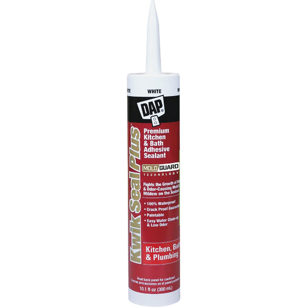 DAP Kwik Seal Plus 10.1 Oz. Brighter White Premium Kitchen & Bath Adhesive Sealant