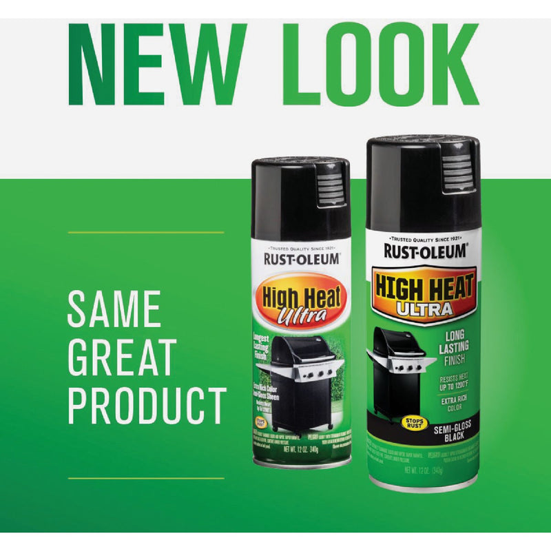 Rust-Oleum Semi-Gloss Ultra Black 12 Oz. High Heat Spray Paint