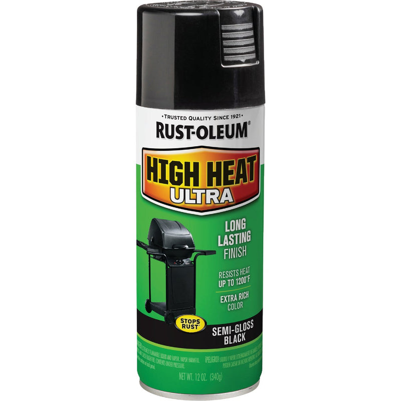 Rust-Oleum Semi-Gloss Ultra Black 12 Oz. High Heat Spray Paint