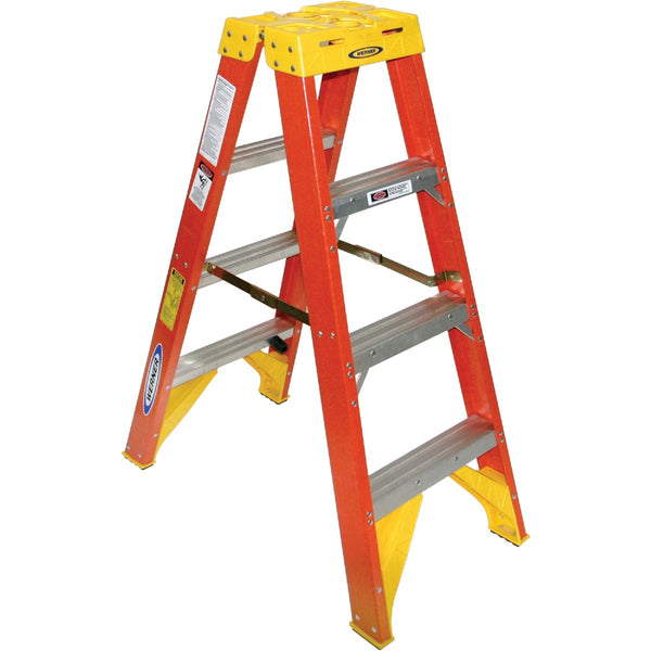 Werner 4 Ft. Fiberglass Twin Step Step Ladder with 300 Lb. Load Capacity Type IA Ladder Rating