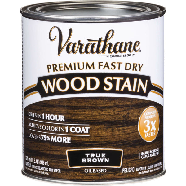 Varathane Fast Dry True Brown Urethane Modified Alkyd Interior Wood Stain, 1/2 Pt.
