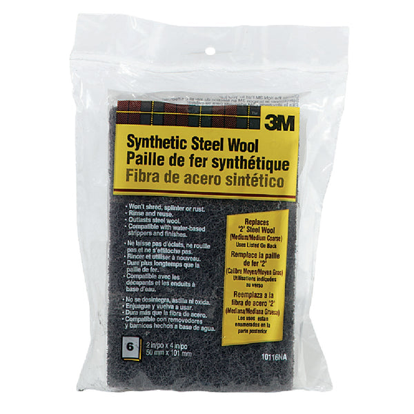 3M Synthetic Steel Wool Pads, #2 Medium, 2 In. x 4 In.