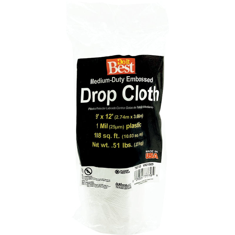 Do it Best Embossed Plastic 9 Ft. x 12 Ft. 1 mil Drop Cloth