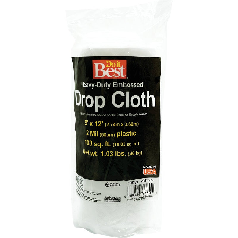 Do it Best Embossed Plastic 9 Ft. x 12 Ft. 2 mil Drop Cloth