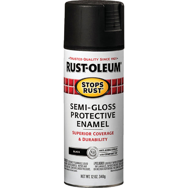 Rust-Oleum Stops Rust Semi-Gloss Black 12 Oz. Anti-Rust Spray Paint