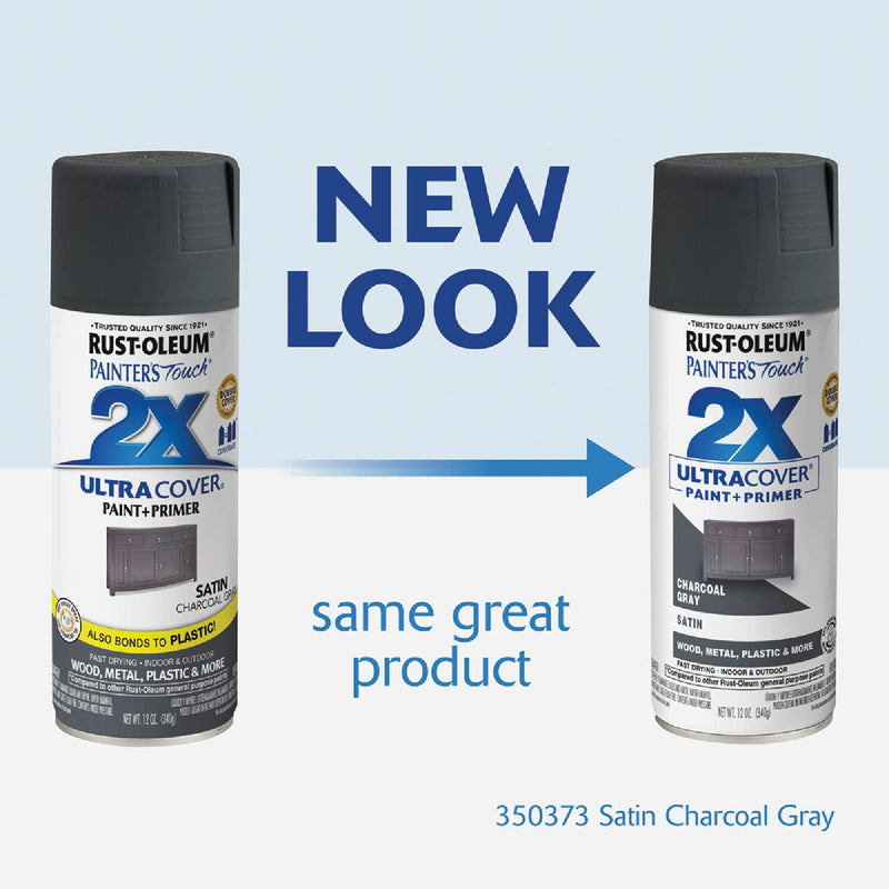 Rust-Oleum Painter's Touch 2X Ultra Cover 12 Oz. Charcoal Gray Satin Spray Paint