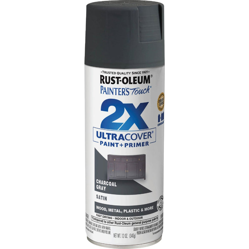 Rust-Oleum Painter's Touch 2X Ultra Cover 12 Oz. Charcoal Gray Satin Spray Paint