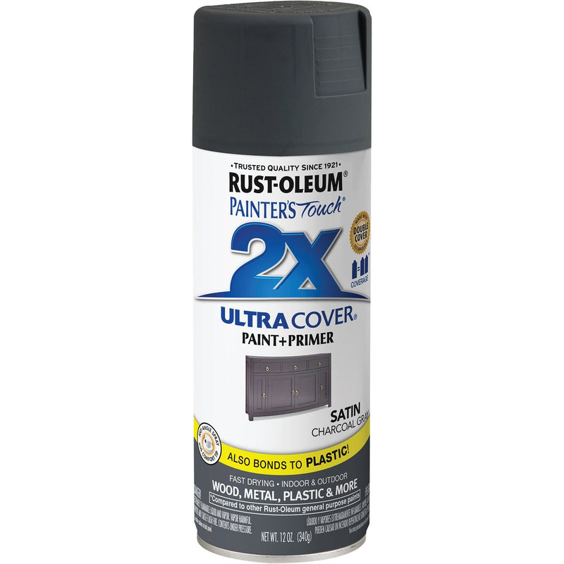 Rust-Oleum Painter's Touch 2X Ultra Cover 12 Oz. Charcoal Gray Satin Spray Paint