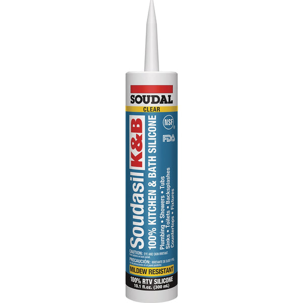 Soudasil 10.1 Oz. Clear 100% Food Grade Kitchen & Bath Silicone Caulk