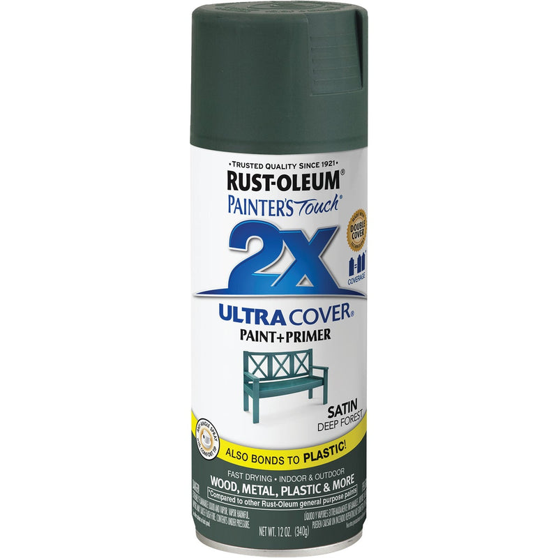 Rust-Oleum Painter's Touch 2X Ultra Cover 12 Oz. Deep Forest Satin Spray Paint