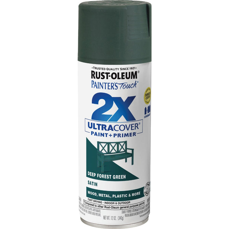 Rust-Oleum Painter's Touch 2X Ultra Cover 12 Oz. Deep Forest Satin Spray Paint