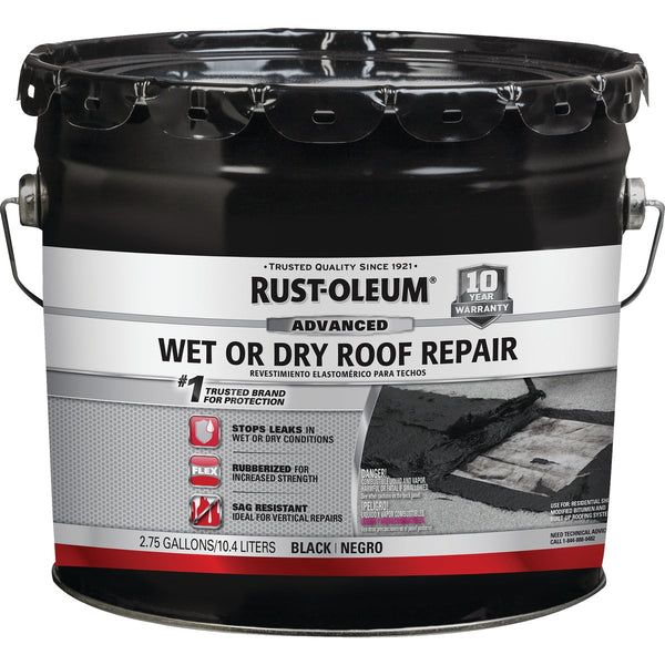 Rust-Oleum 2.75 Gal. Black Advanced Wet or Dry Roof Repair